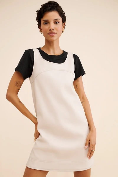 Pilcro Vegan Leather Scoop-Neck Shift Mini Dress