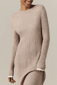 Varley Axel Long-Sleeve Rib Knit Midi Dress