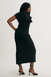 Maya Adaptive Short Sleeve Cowl Neck Midi Dress