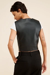 WAYF Cropped Vegan Leather Vest