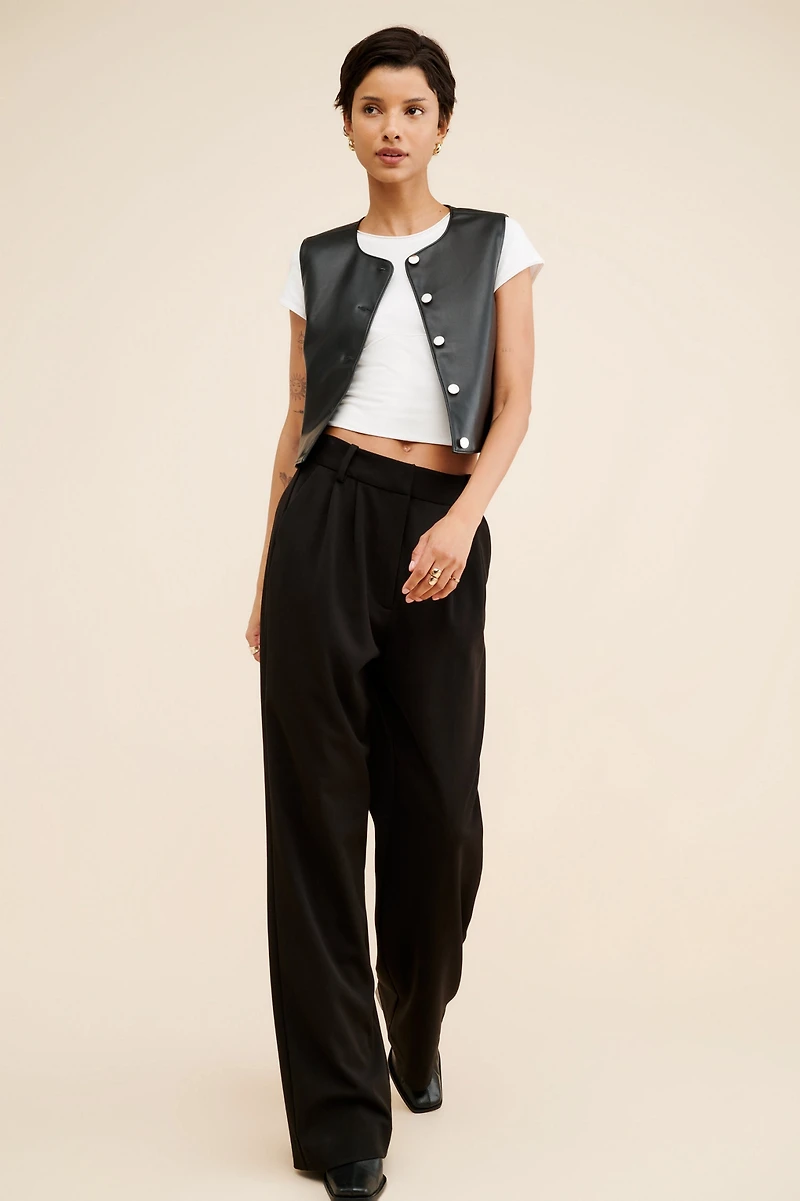 WAYF Cropped Vegan Leather Vest