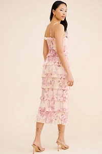 Let Me Be Tiered Floral Smocked Midi Dress