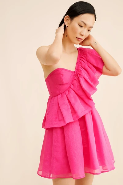 If By Sea Ruffled Sash Mini Dress