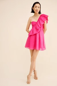 If By Sea Ruffled Sash Mini Dress