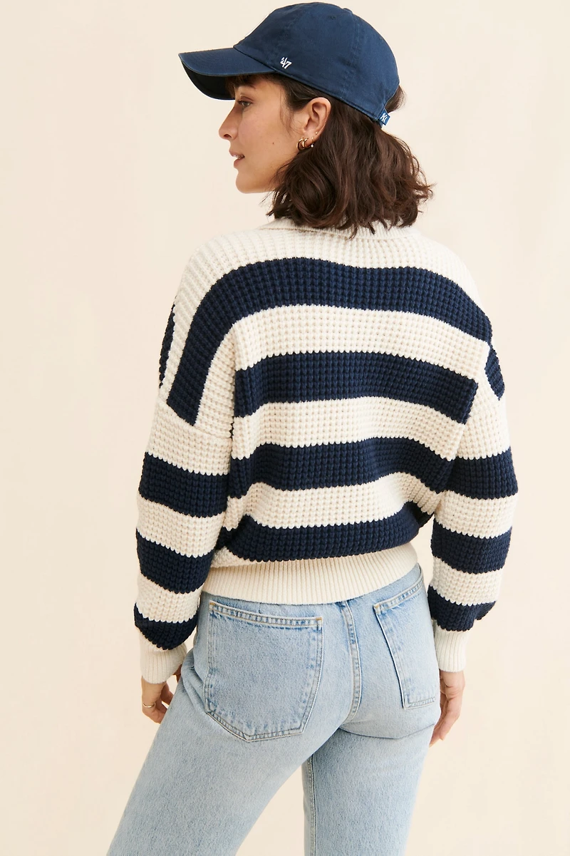 Madewell Stripe Finney Waffle Knit Sweater