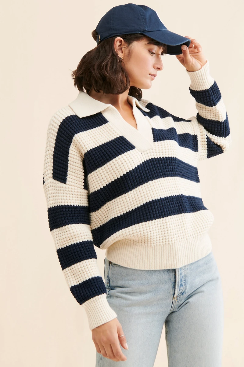 Madewell Stripe Finney Waffle Knit Sweater