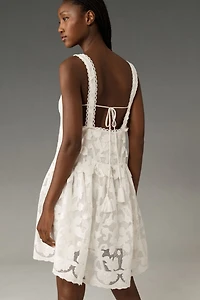 Sleeveless V-Neck Lace Swing Mini Dress
