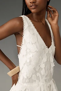 Sleeveless V-Neck Lace Swing Mini Dress