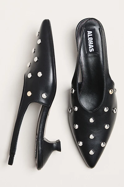 ALOHAS Eros Studded Slingback Kitten Heels