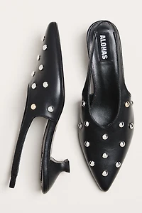 ALOHAS Eros Studded Slingback Kitten Heels