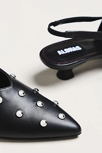 ALOHAS Eros Studded Slingback Kitten Heels