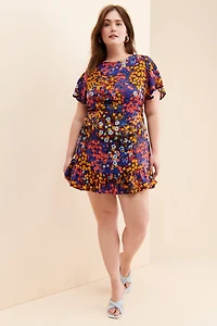 Ruffled Satin Mini Dress