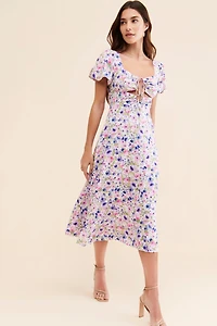 ASTR the Label Floral Midi Tie-Front Dress