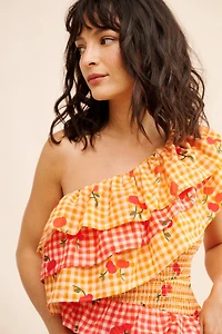 FARM Rio One Shoulder Cherry Mini Dress