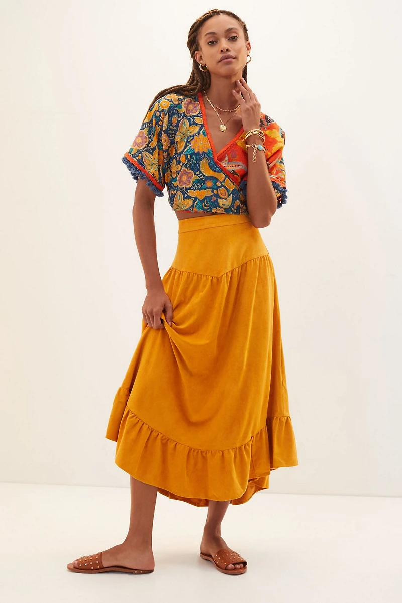 Faux Suede Maxi Skirt