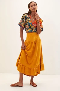 Faux Suede Maxi Skirt