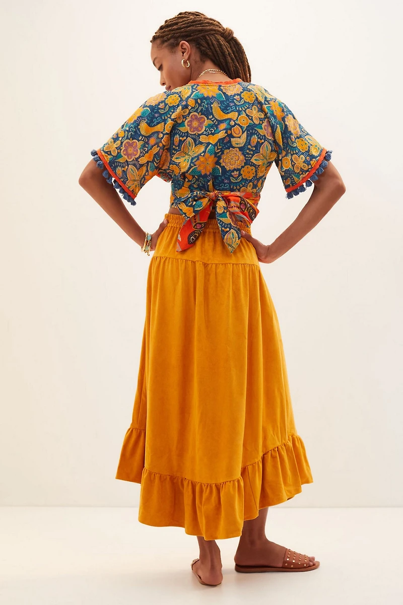Faux Suede Maxi Skirt
