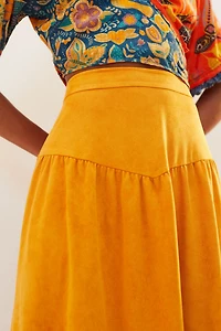 Faux Suede Maxi Skirt
