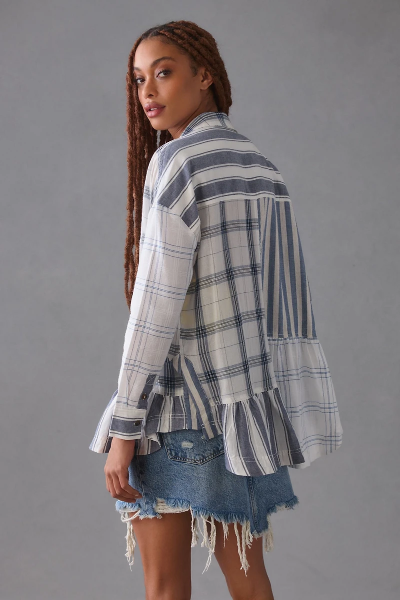Pilcro Buttondown Flounce Shirt