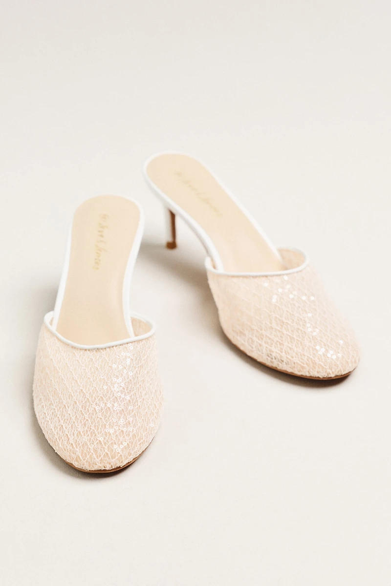 For Love & Lemons Claudia Lace Mule Heels