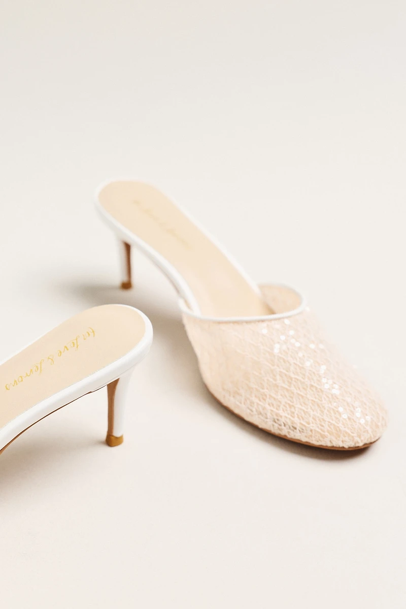For Love & Lemons Claudia Lace Mule Heels