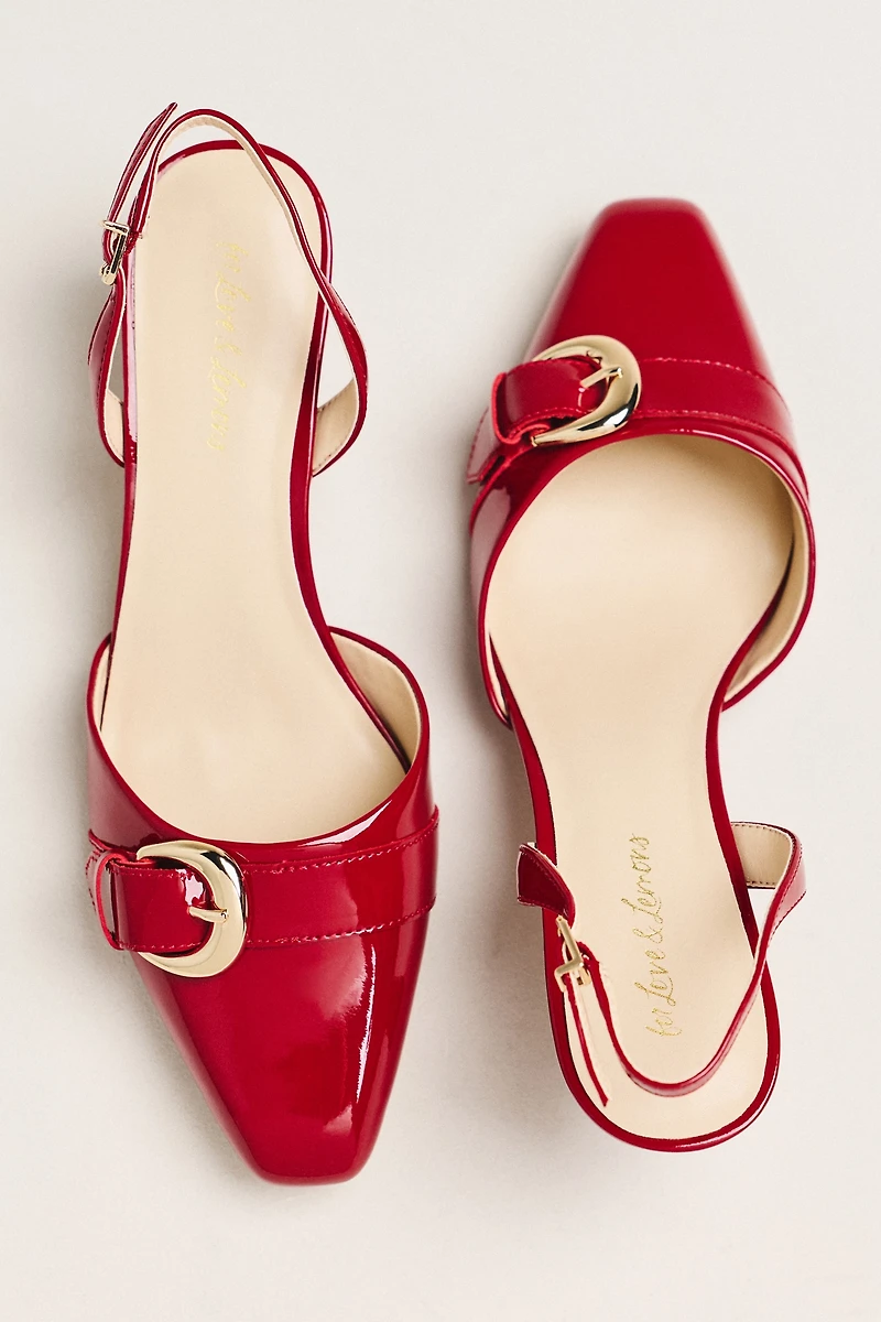 For Love & Lemons Marion Buckle Slingback Heels