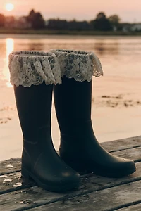 For Love & Lemons Brigitta Lace-Trim Rain Boots