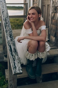 For Love & Lemons Brigitta Lace-Trim Rain Boots