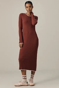 Varley Xander Long-Sleeve Rib Knit Midi Dress