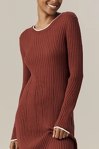 Varley Xander Long-Sleeve Rib Knit Midi Dress