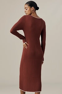 Varley Xander Long-Sleeve Rib Knit Midi Dress