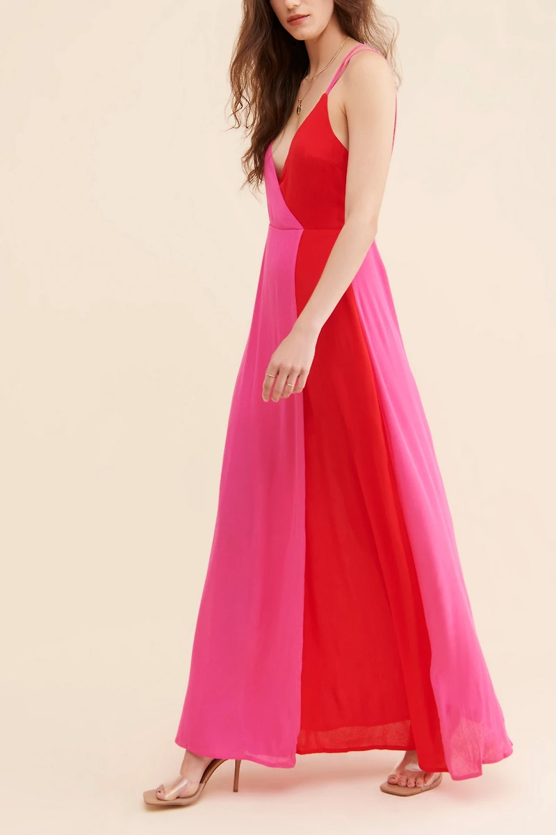en elly Color Split Maxi Dress