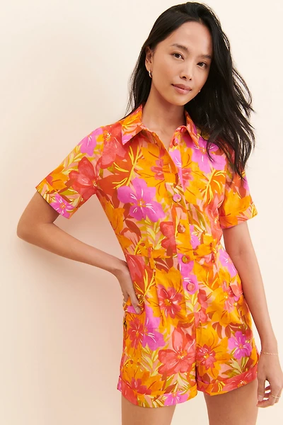 Kachel Floral Linen Romper