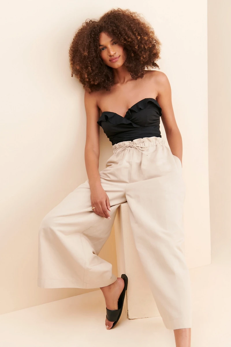 Ruffled Tie-Front Tube Top