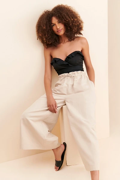 Ruffled Tie-Front Tube Top