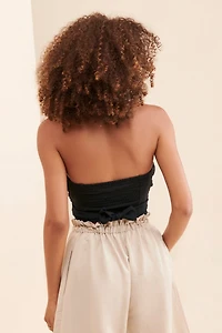 Ruffled Tie-Front Tube Top