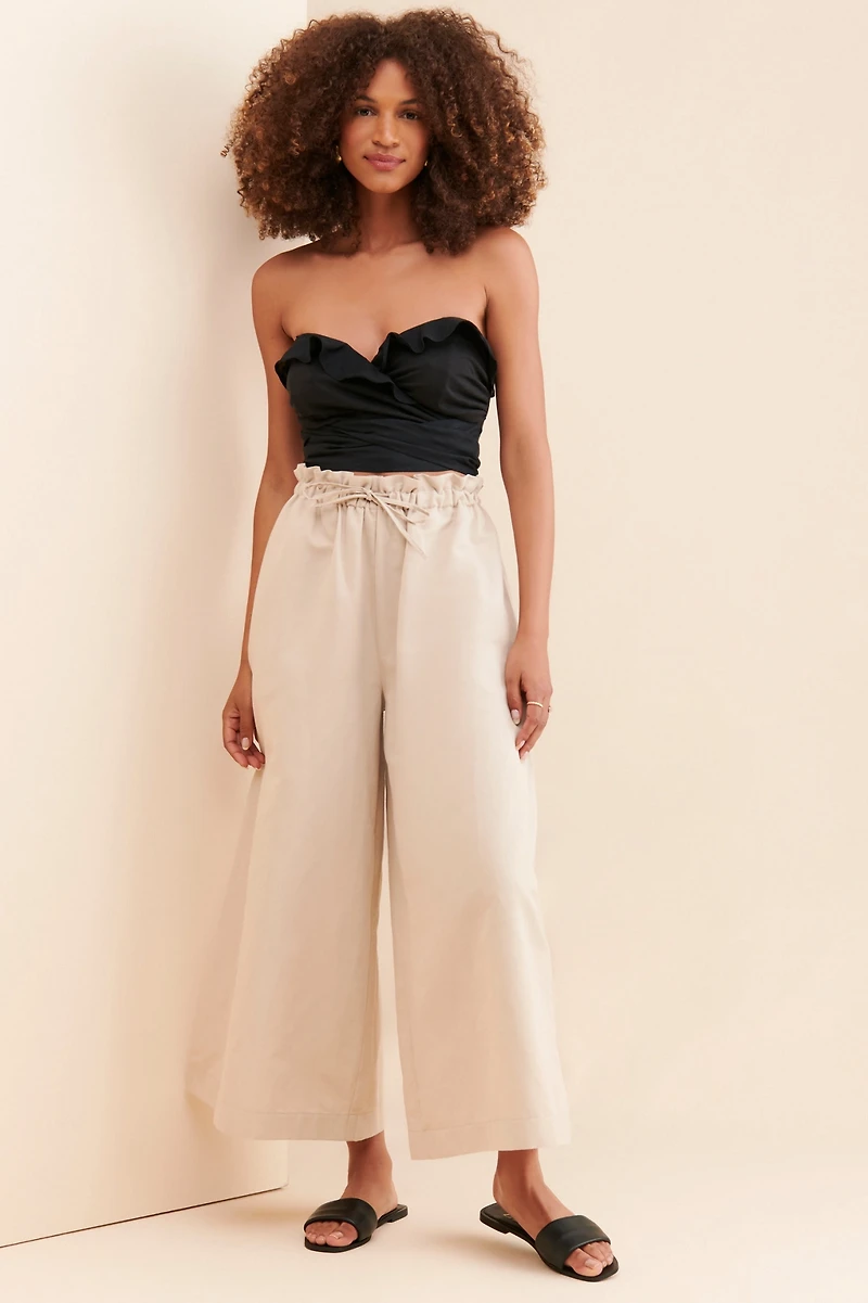 Ruffled Tie-Front Tube Top