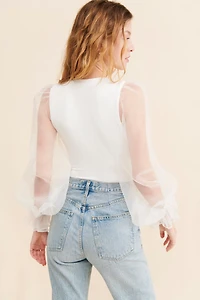 Hutch V-Neck Puff-Sleeve Bodysuit