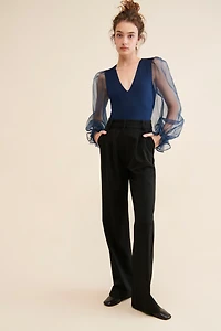 Hutch V-Neck Puff-Sleeve Bodysuit