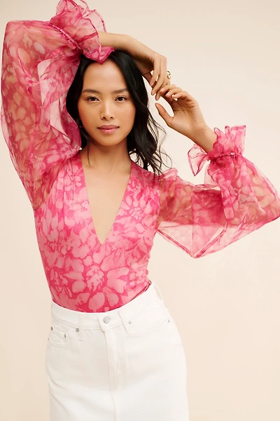 Hutch V-Neck Puff-Sleeve Bodysuit