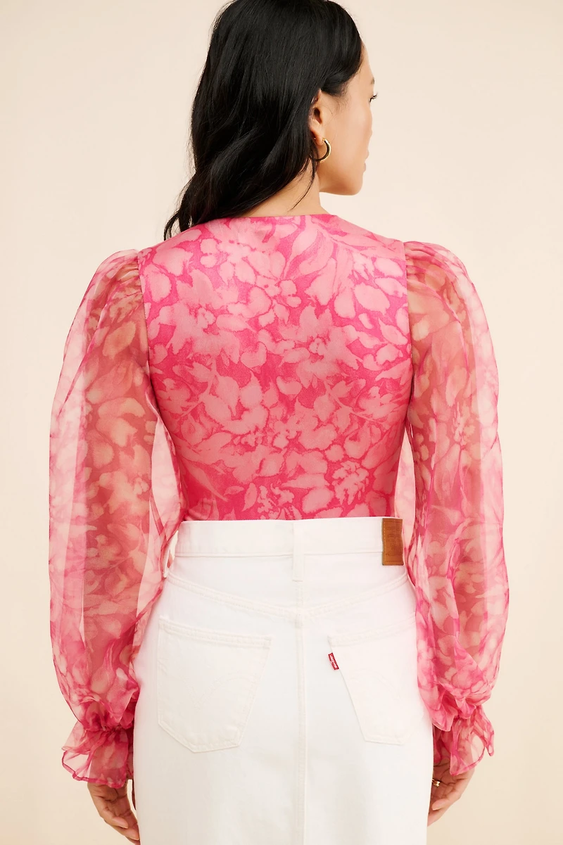 Hutch V-Neck Puff-Sleeve Bodysuit