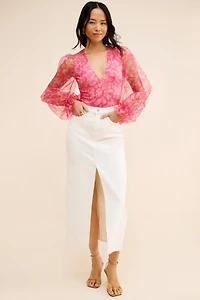 Hutch V-Neck Puff-Sleeve Bodysuit