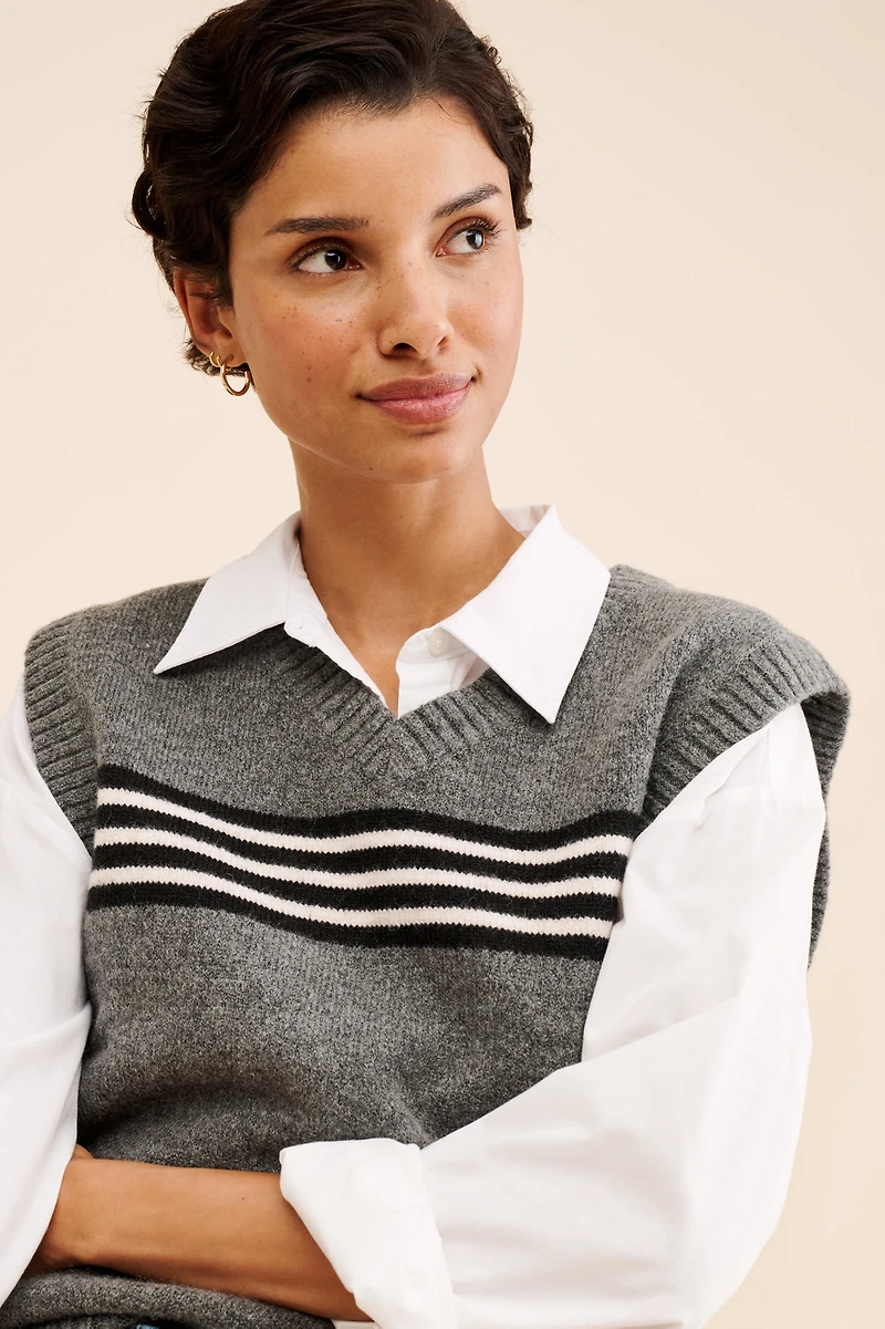 Dot and Lu Oversized Striped Vest