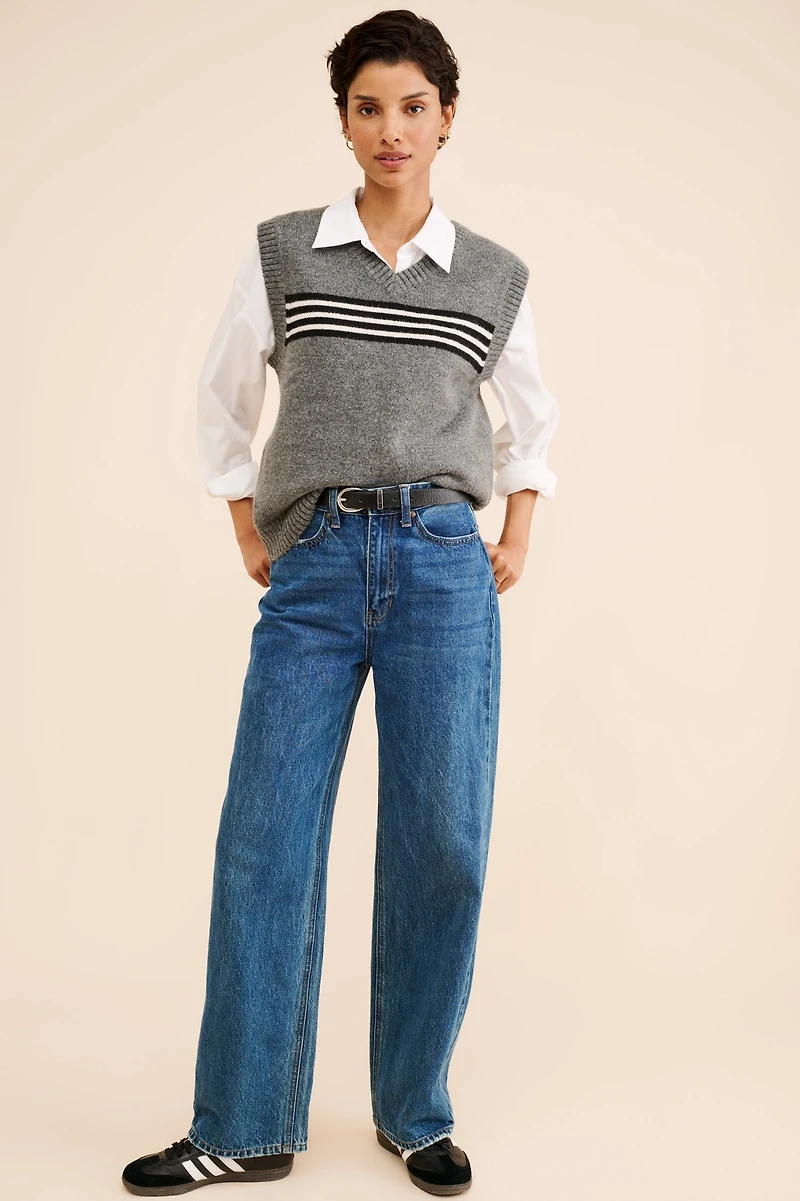 Dot and Lu Oversized Striped Vest