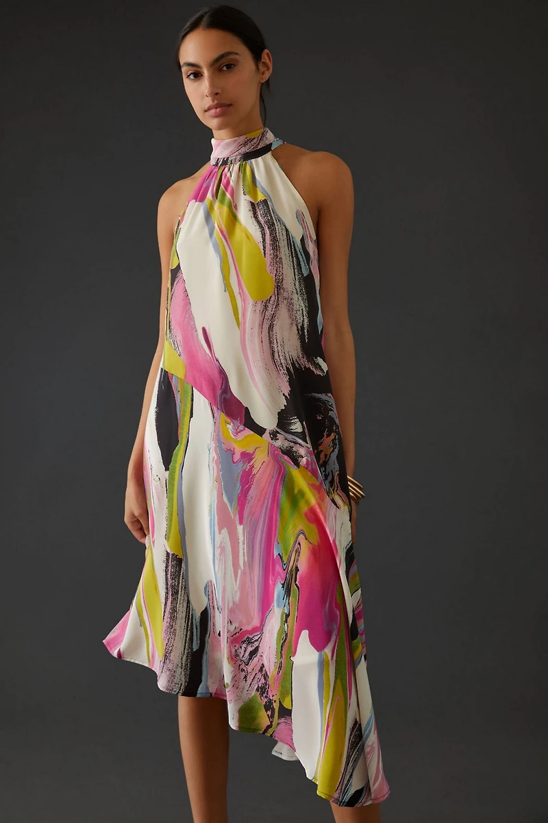 Silk Halter Midi Dress