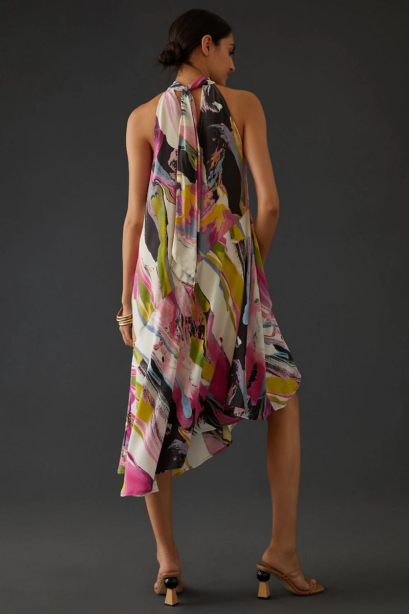 Silk Halter Midi Dress