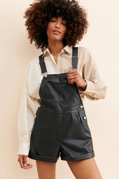 WeWoreWhat Basic Vegan Leather Shortalls