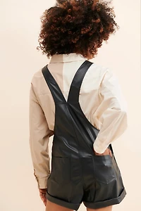 WeWoreWhat Basic Vegan Leather Shortalls