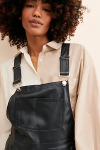 WeWoreWhat Basic Vegan Leather Shortalls