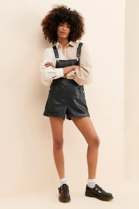 WeWoreWhat Basic Vegan Leather Shortalls